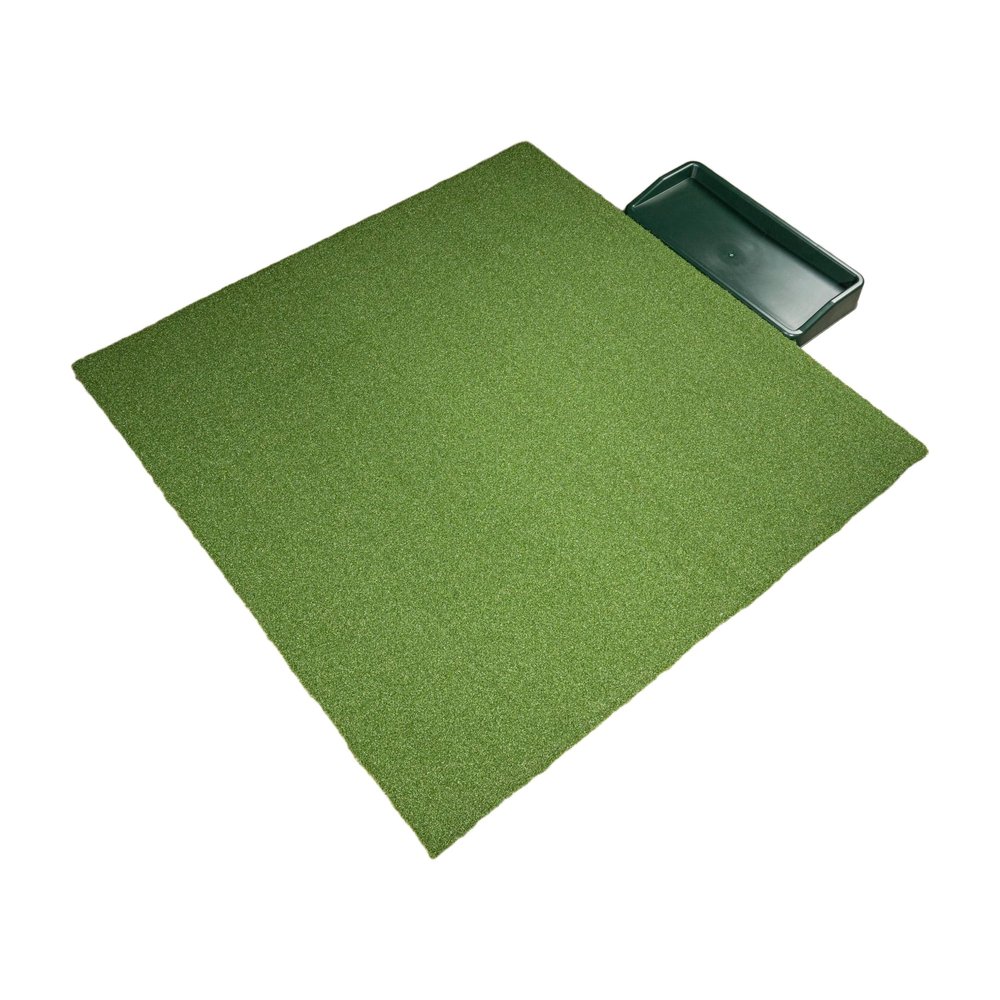 All Turf Mats Golf Practice Mat - Outdoor or Indoor Golf Hitting Mat and Golf Ball Tray (Commercial 5'x5')