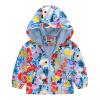 Toddler Girls Boys Flower Print Zip Hooded Jacket Kids Trench Rain Jacket Outerwear (Light Blue, 18-24 Months) view 1