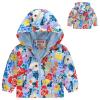Toddler Girls Boys Flower Print Zip Hooded Jacket Kids Trench Rain Jacket Outerwear (Light Blue, 18-24 Months) view 3