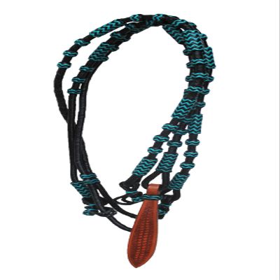 CHALLENGER Horse Western Black Leather Basket Weave Popper Rommel Romel Romal Reins 6689TR