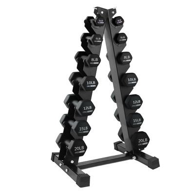 HolaHatha Neoprene Dumbbell Weights Set with Rack, Home Gym Equipment, 146 Lbs, Black - Portable Weighted Exercise Dumbbells for Fitness, Training, and Lifting Workouts
