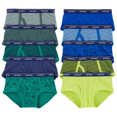 Carter's 10-Pack Cotton Briefs, Green/Blue Dino, 4-5T
