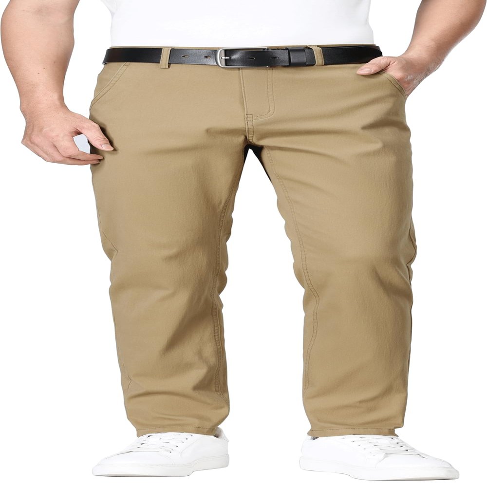 ESSYSHE Mens Slim Fit Flex Waist Chino Pants Stretch Khaki Tapered Pants for Men 016DarkKhaki B32x30