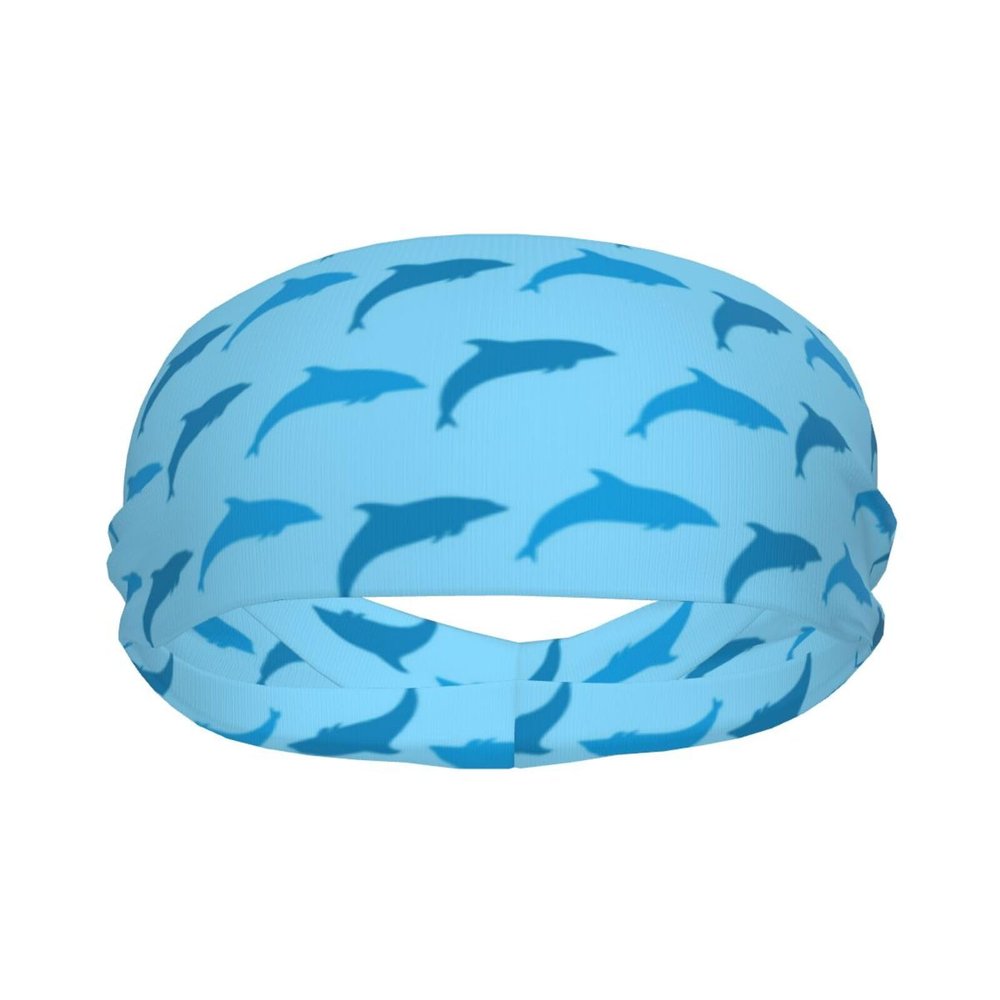 Dolphin Sweatbands for Women Men Headbands Cute Stretchy Sweatband Head Bands Animals Headband