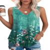 OFEEFAN Floral Tops for Women Tank Tops Women Casual Summer Tops for Women Floral Teal L view 1