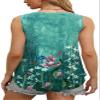 OFEEFAN Floral Tops for Women Tank Tops Women Casual Summer Tops for Women Floral Teal L view 4