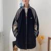 Pbkabiug Vintage Women Jackets Hip Hop Style Patchwork Windbreak Unisex Streetwear Lightweight Jackets Bomber Jackets (Black grey,XXL,XX-Large) view 2