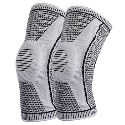 MUHRNULH Men Women Knee Brace Compression Knee Sleeves with Patella Gel Pad & Side Stabilizers Knee Compression Sleeve Knee Braces for Knee Pain (Gray,Medium)