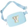 Aganmi Teacher Appreciation Gifts Small Initial Letter Waist Fanny Pack Crossbody Bag Personalized Teacher Gifts Ideas Travel Belt Bag Trendy Stuff Teacher Birthday Thank You Gift for Women Blue V view 1