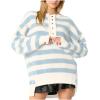Womens Oversized Sweaters Striped Long Sleeve Pullover Casual Loose Knit Sweater Jumper Fashion Teen Girls Y2K Tops Light Blue view 1