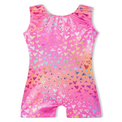 Domusgo Girls Gymnastics Leotards Sparkle Sleeveless Biketards with Shorts