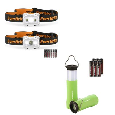 EverBrite 2PC LED Headlamp & 2PC 2-in-1 Mini Lanterns and Flashlights