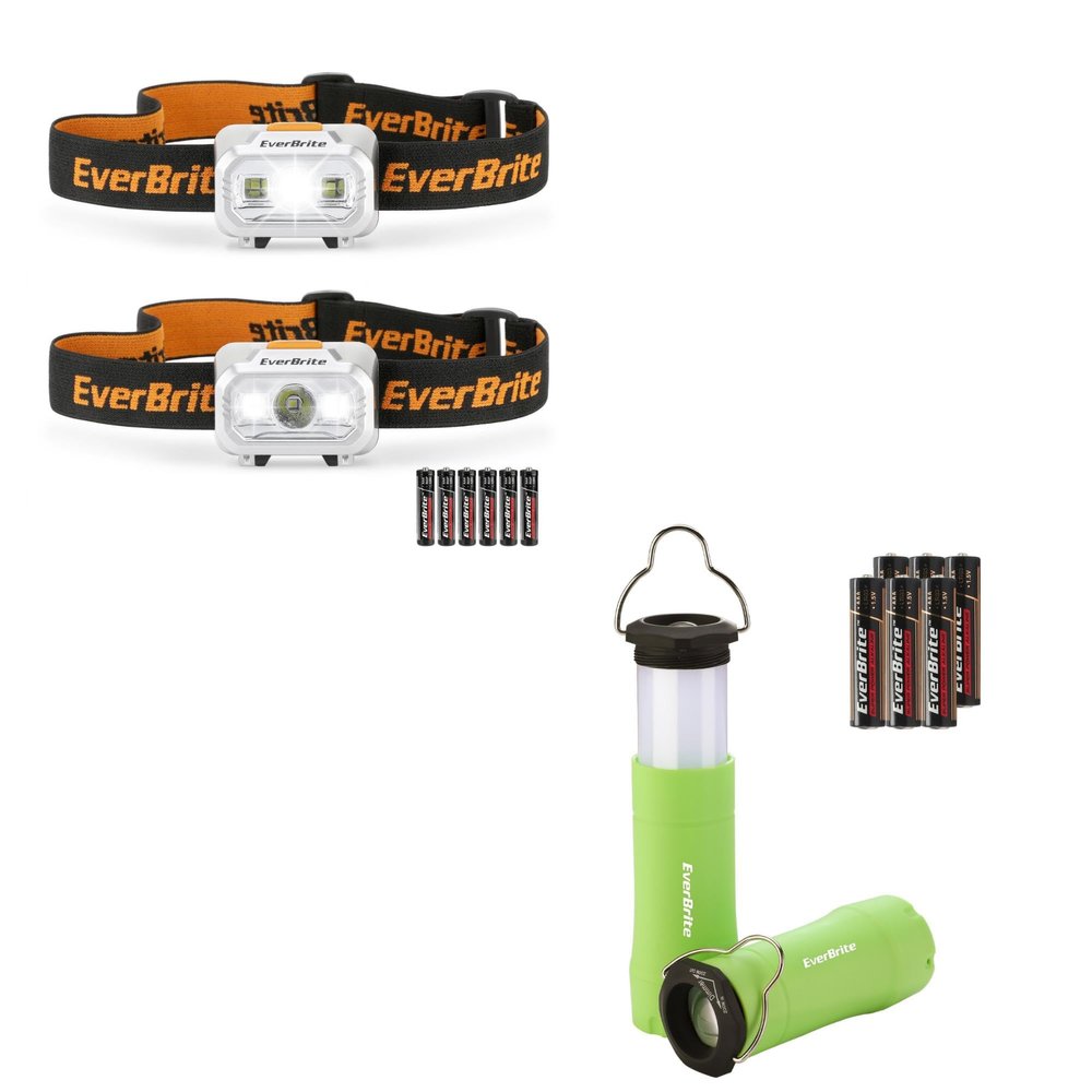 EverBrite 2PC LED Headlamp & 2PC 2-in-1 Mini Lanterns and Flashlights