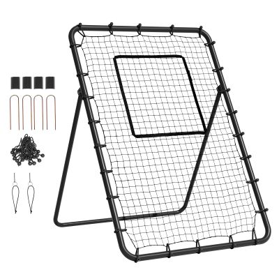 VEVOR Baseball and Softball Rebounder Net, 4 x 6 Feet PitchBack Baseball Nest for Pitching and Fielding Training, Pitch Return Trainer Rebound Net with Pitching Target, 4 Adjustable Angles