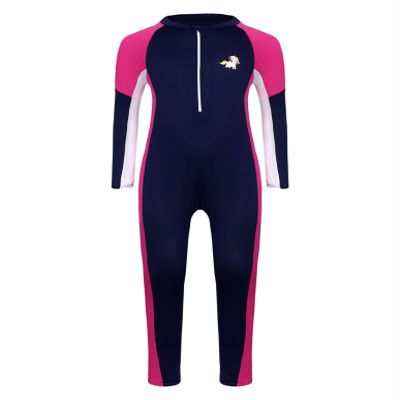 Nikiikoo Kids Boys Girls One Piece Swimsuit Full Body Surfing Wetsuit Long Sleeve Rash Guard Swimwear Sunsuit Navyblue 5-6 Years