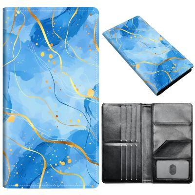 Passport Wallet for Women Men, RFID Blocking Anti-Theft PU Leather Portable Travel Wallet, Travel Wallet Passport Holder with Credit Card Slots Slim Travel Passport Wallet, Marbling 15