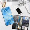 Passport Wallet for Women Men, RFID Blocking Anti-Theft PU Leather Portable Travel Wallet, Travel Wallet Passport Holder with Credit Card Slots Slim Travel Passport Wallet, Marbling 15 view 3
