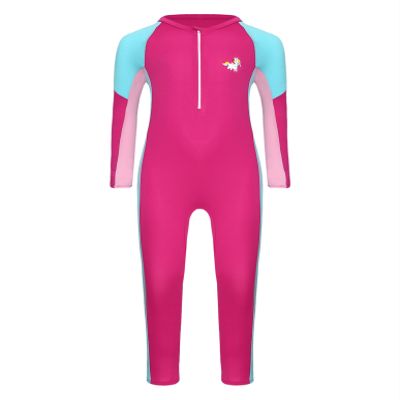 Nikiikoo Kids Boys Girls One Piece Swimsuit Full Body Surfing Wetsuit Long Sleeve Rash Guard Swimwear Sunsuit Hotpink 9-10 Years