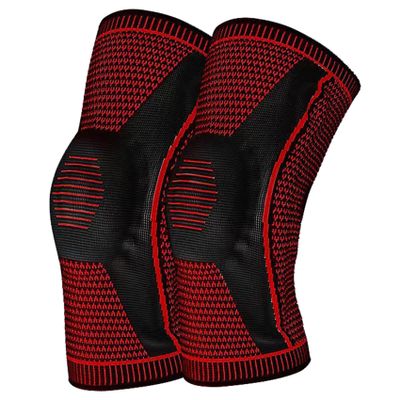 MUHRNULH Men Women Knee Brace Compression Knee Sleeves with Patella Gel Pad & Side Stabilizers Knee Compression Sleeve Knee Braces for Knee Pain (Red,Medium)
