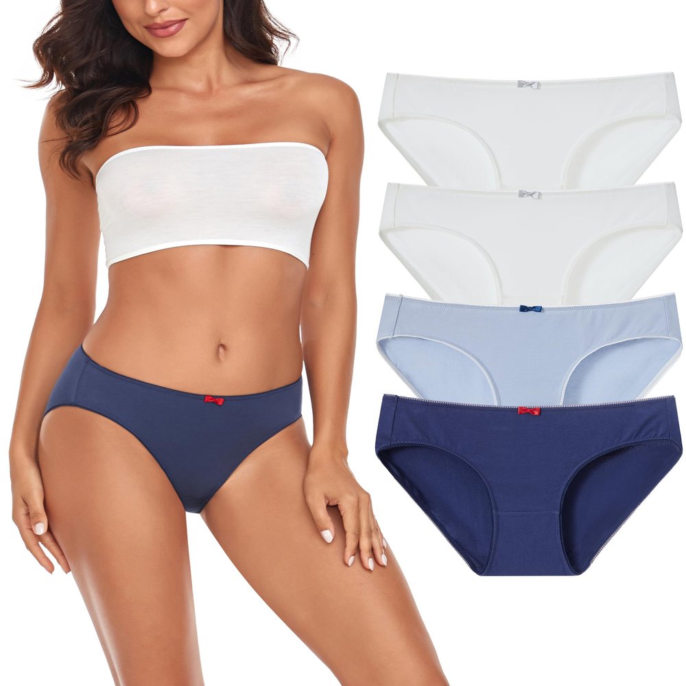 ANLIQI Women's Underwear Mid Rise Cotton Hipster Panties Soft Stretch Briefs Breathable Ladies Underpants 4 Pack(4M,4 PKS,3XL)