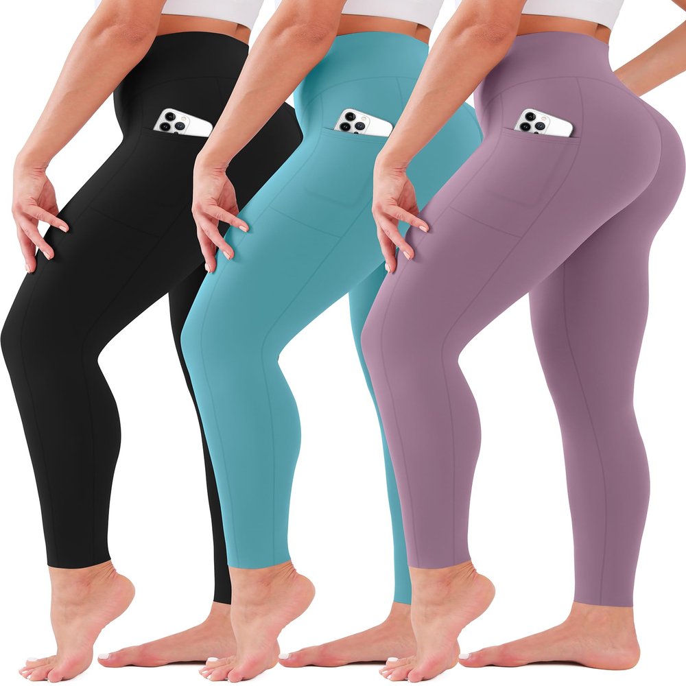 3 Pack Leggings for Women High Waisted No See-Through Tummy Control Soft Yoga Pants Womens Workout Athletic Running Leggings