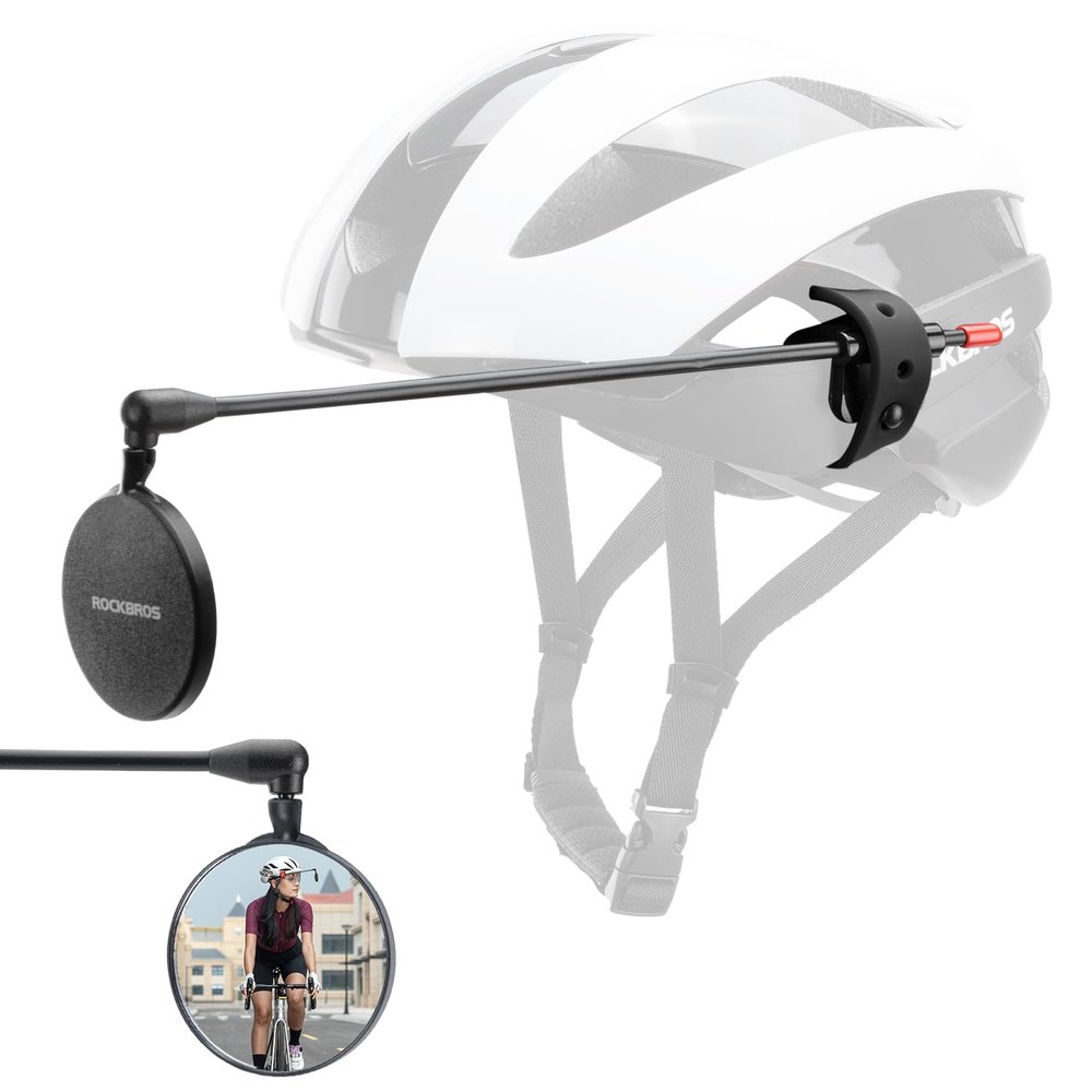 ROCKBROS Bike Helmet Mirror 5.5cm HD Mirror, Flexible Frame, Detachable Design, MTB Helmet Mirror for Bicycle Cycling Helmet, Bike Accessoires