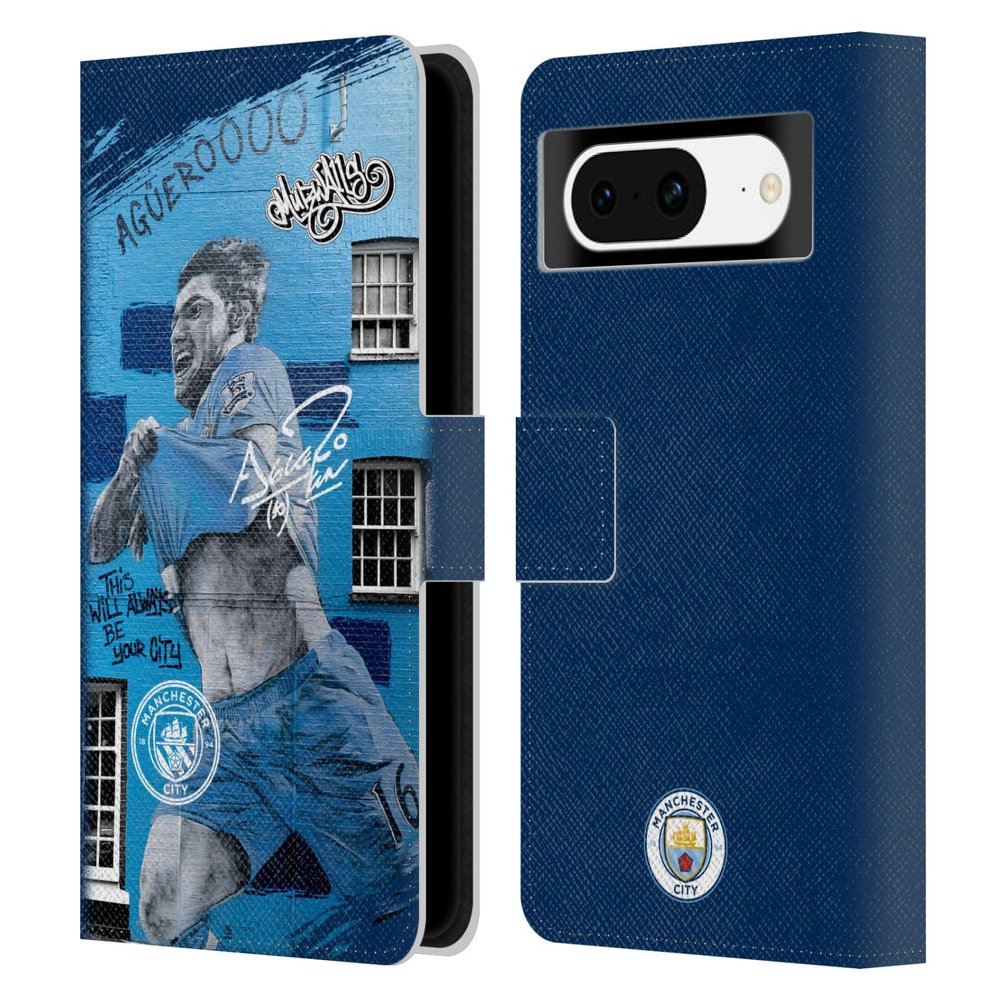 Head Case Designs Officially Licensed Manchester City Man City FC Agero Mural Graffiti Collection by Murwalls Leather Wallet Case Compatible With Google Pixel 8