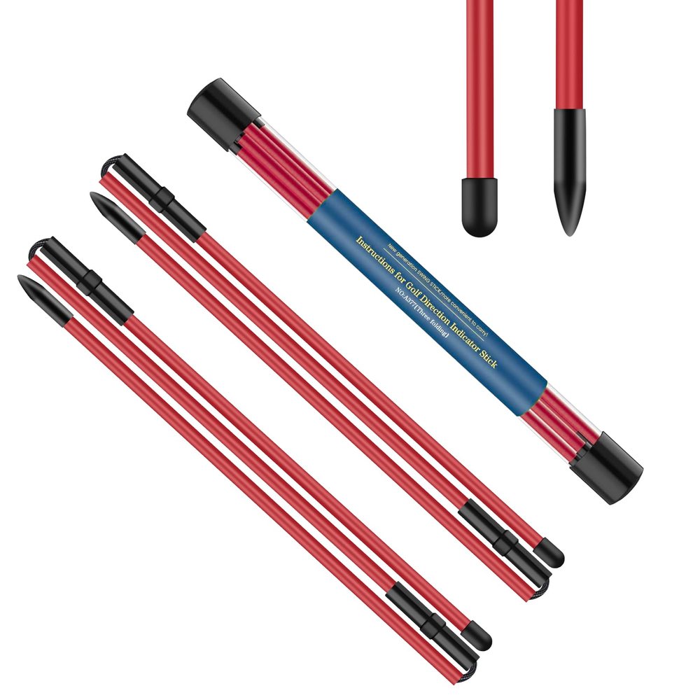 BAIRBRE Golf Alignment Sticks 2 Pack,Golf Alignment Rods Upgraded 48" Collapsible Golf Practice Sticks Golf Training Aid for Aiming,Putting,Golf Training Sticks with Clear Tube Case (Red)
