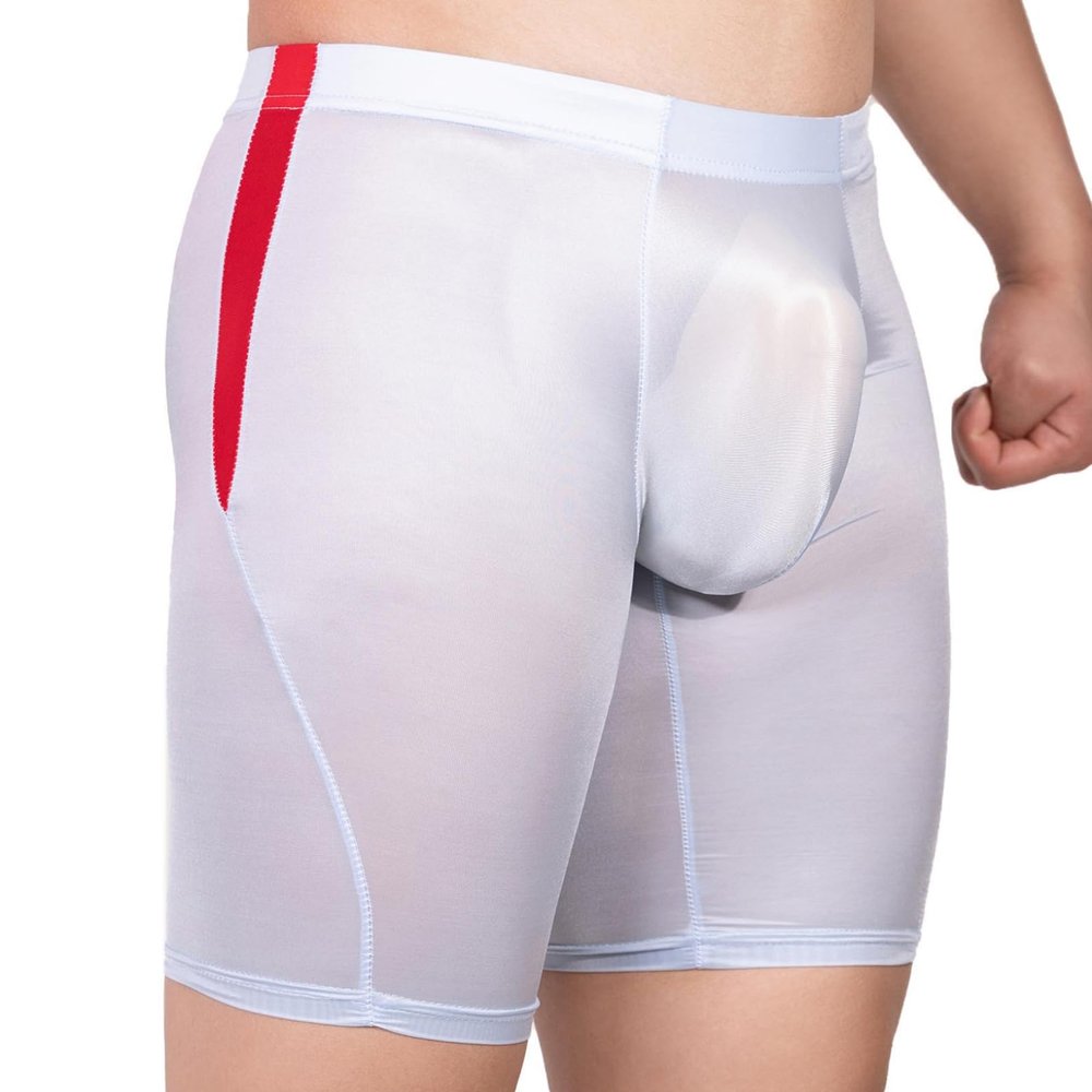 ACSUSS Men's Glossy Oily Quick Dry Compression Leggings Yoga Workout Tight Shorts Tight Pants Sky Blue One Size