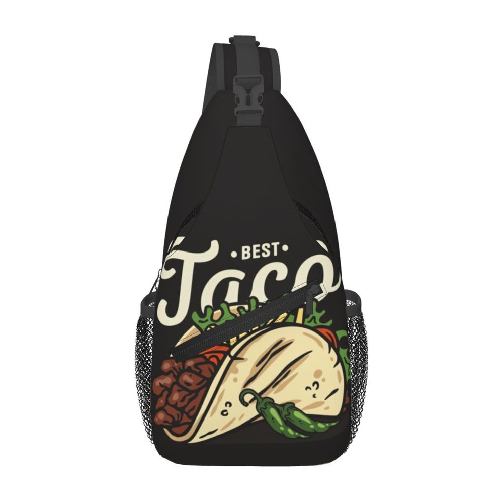 Krirteh Mexican Food Tacos Crossbody Sling Bag For Women Men Adjustable Lightweight Chest Bag Shoulder Bag Sling Backpack Casual Daypack For Sport Travel Hiking
