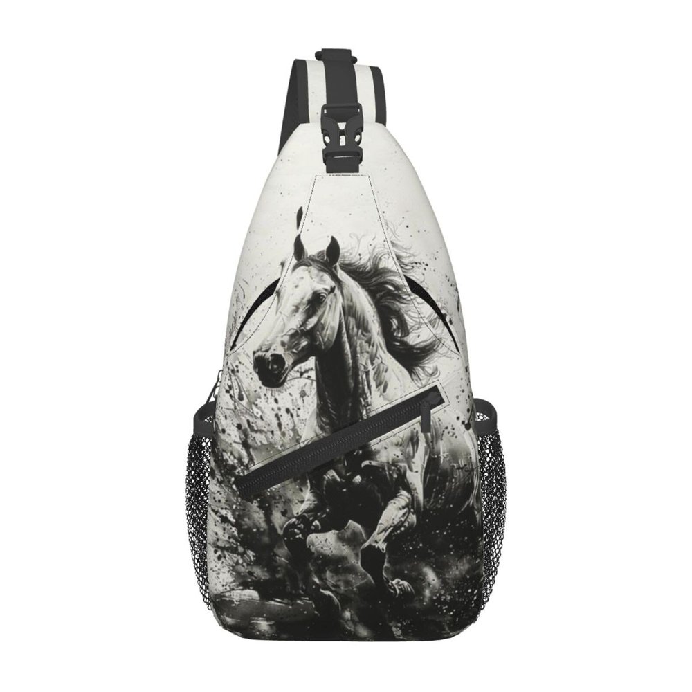 Krirteh Running Horse Crossbody Sling Bag For Women Men Fashion Chest Bag Shoulder Bag Sling Backpack Travel Hiking Casual Sport Daypack