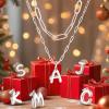 adoyi Valentines Day Gifts Silver Initial Necklace for Women 14k Gold Plated Layered Bubble Letter Necklaces Trendy Jewelry Chain Name Y Pendant Necklace Stack Birthday Valentines Day Gifts view 3