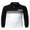 LUJENGEFA Mens Polo Shirts Long Sleeve Casual Color Block Golf Polo T Shirt Stylish Contrast Collar Cotton Tops for Men Long Sleeve Black+Grey+White XX-Large view 1