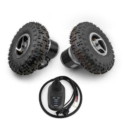 10 Inch Wheel 24V 500W Dual Drive Motor Kit 4.10-4 Off-road Tire 2WD Joystick For Trolley Cart Bike (With joystick, Max speed 6kph)