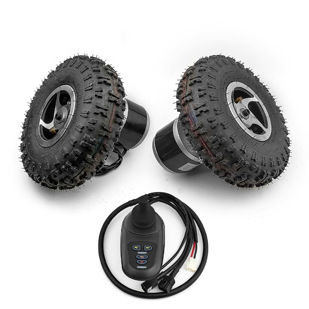 10 Inch Wheel 24V 500W Dual Drive Motor Kit 4.10-4 Off-road Tire 2WD Joystick For Trolley Cart Bike (With joystick, Max speed 6kph)