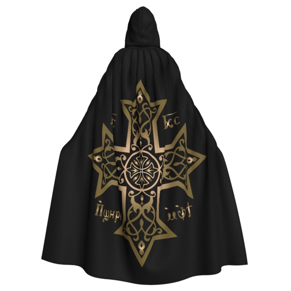 HYYTNHJSD Coptic Orthodox Cross Hooded Cape Unisex Halloween Christmas Cape Costume Party Cape Black