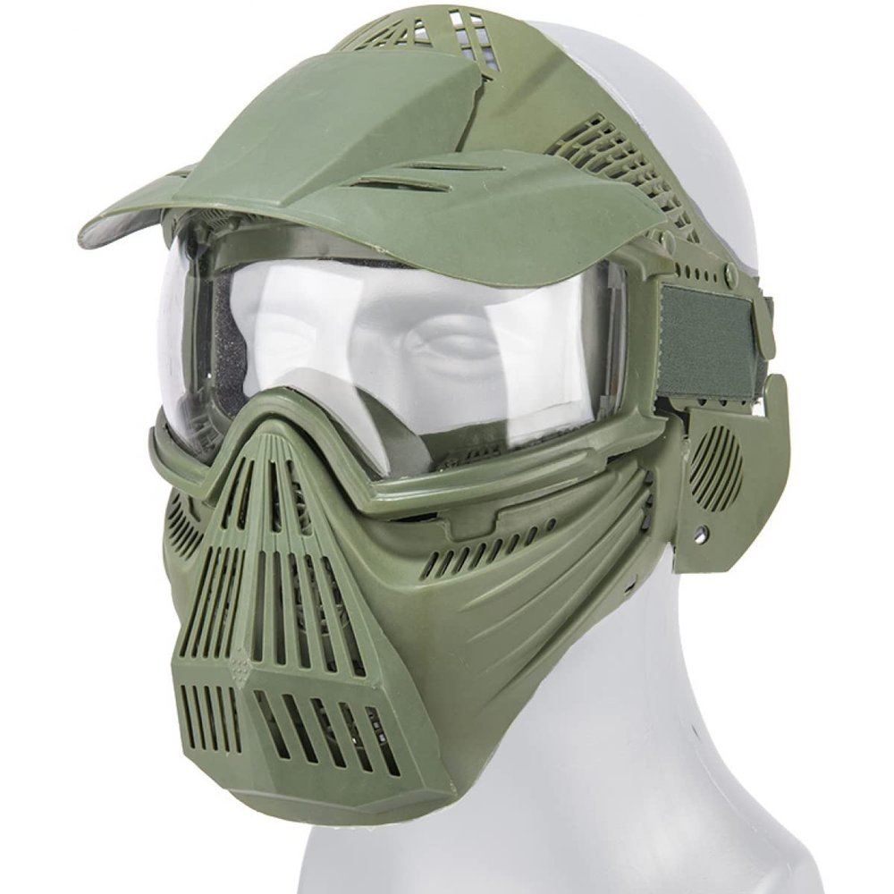 Goldenball Tactical Full Face Airsoft Mask w/Eye Safety & Visor (Olive DRAB)
