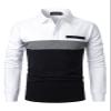 LUJENGEFA Mens Polo Shirts Long Sleeve Casual Color Block Golf Polo T Shirt Stylish Contrast Collar Cotton Tops for Men Long Sleeve White+Grey+Navy Blue XX-Large view 1