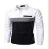 LUJENGEFA Mens Polo Shirts Long Sleeve Casual Color Block Golf Polo T Shirt Stylish Contrast Collar Cotton Tops for Men Long Sleeve White+Grey+Navy Blue XX-Large view 3