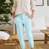 Lolvmvchi Deals of The Day,Linen Ankle Pants for Women Casual Elastic High Waisted Business Pants Vacation Bermuda Pants with Pockets,Light Blue,Small view 4