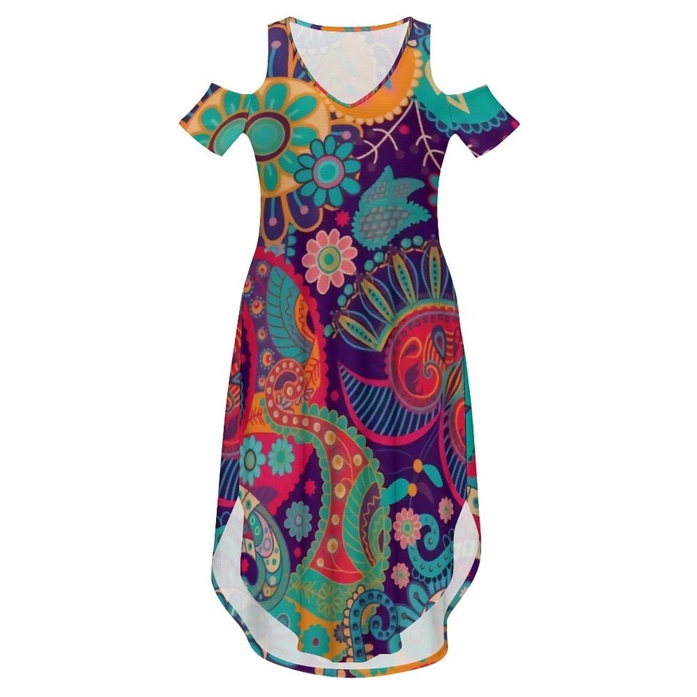 uihguho Summer Women's Suspender Long Skirt Women's Fashion Holiday Casual Dress Exotic Psychedelic Pattern Dress 2XL White