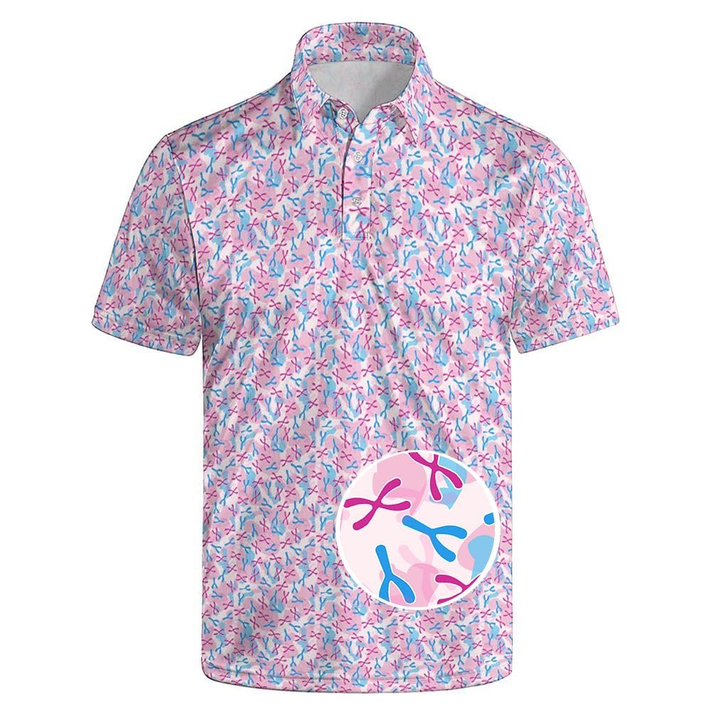 GDEVIG Mens Funny Polo Shirts, Chromosome Golf Shirts Short Sleeve, Moisture Wicking Quick-Dry Business Casual Shirt for Men