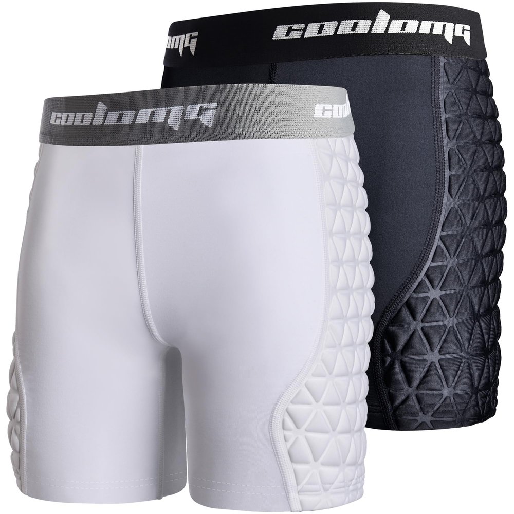 COOLOMG Women Sliding Shorts Softball Padded Compression Slider Shorts for Baseball Football Lacrosse Cricket Black White XL