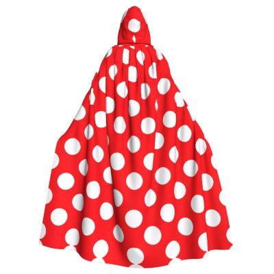 HYYTNHJSD Red White Polka Dot Hooded Cape Unisex Halloween Christmas Cape Costume Party Cape