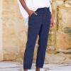 Lolvmvchi ,Linen Ankle Pants for Women Casual Elastic High Waisted Business Pants Vacation Bermuda Pants with Pockets,Navy,X-Large view 2