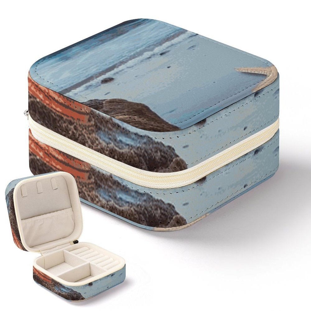 Dwrepo Starfish Lighthouse Beach Jewelry Box for Women Personalized Jewelry Storage Box Portable Travel Jewelry Case for Ring Pendant Earring Necklace Bracelet