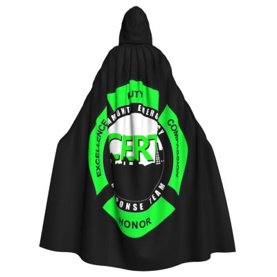 HYYTNHJSD Cert Community Emergency Response Team Hooded Cape Unisex Halloween Christmas Cape Costume Party Cape Black