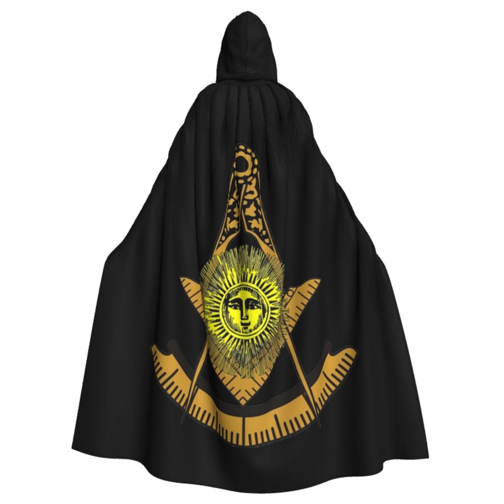 HYYTNHJSD Freemason Past Master Hooded Cape Unisex Halloween Christmas Cape Costume Party Cape Black