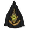 HYYTNHJSD Freemason Past Master Hooded Cape Unisex Halloween Christmas Cape Costume Party Cape Black view 1