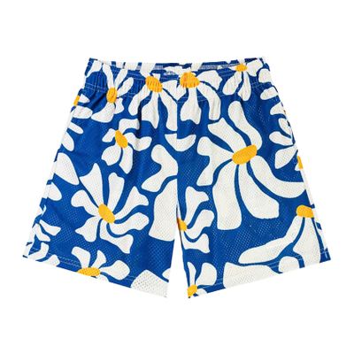 DIOTSR Mens Graphic Shorts Casual Streetwear Cool Basketball Shorts Running Workout Shorts with Pockets Drawstring Waist (Flower-Navy,Medium)